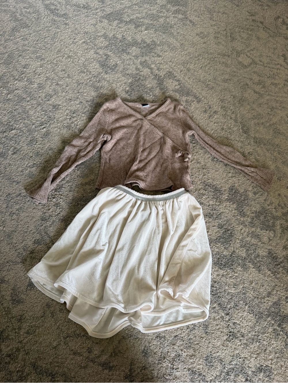 Old Navy Taupe and Cream sweater and skirt set